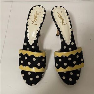 Yves Saint Laurent Black and Cream Polka Dot Heels see pictures please